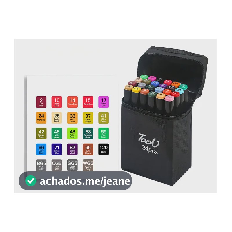 Bolsa De Canetas Marcadora Com Ponta Dupla 24 Cores touch Acrilica Para Desenho, Escolar, Escritório