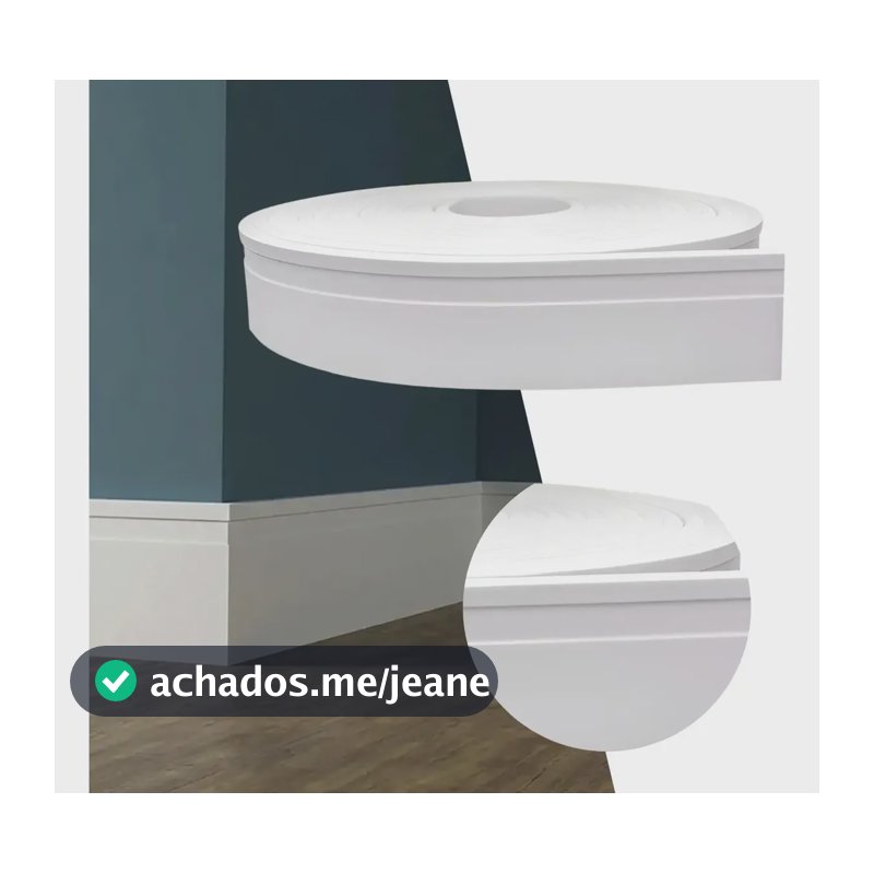 Rodapé Autocolante Flexível Eva Branco 10mx10cm Decorativo Branco