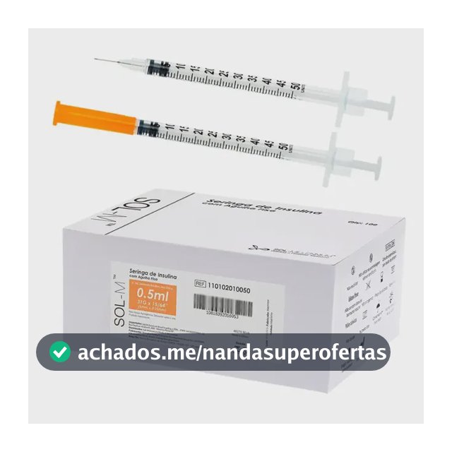 Seringa Insulina C Agulha Fixa 0,5ml 0,25mm X 6mm 31g 100un