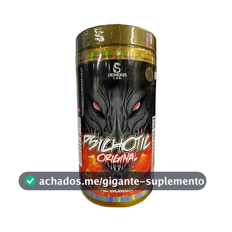 Pré Treino Psichotic Original 300g 60 Doses Demons Lab Usa Sabor Frutas Vermelhas Em Po