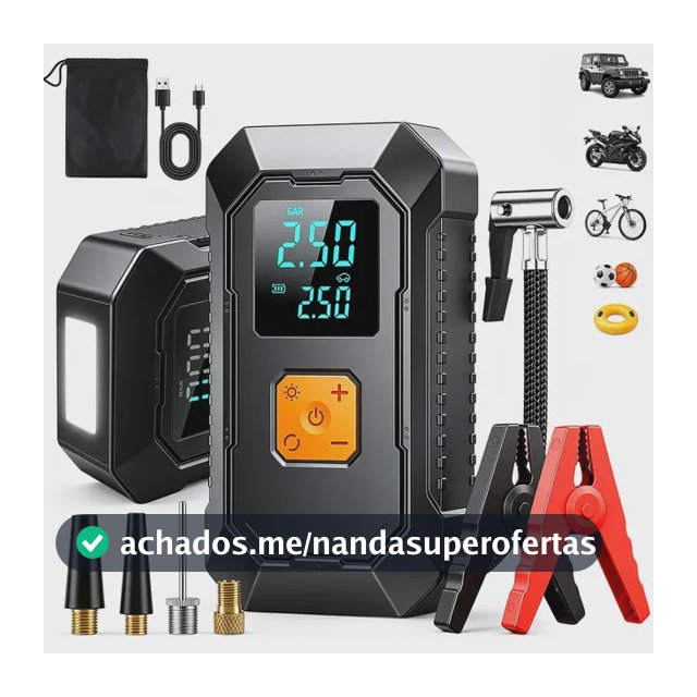 aweshine Compressor Ar Portátil 150PSI Automotivo com Auxiliar Partida Portátil,5 Modos Inflagem,Auxiliar Partida Veicular Carro Moto Caminhão,Power Bank,digital duplo,lanterna emergência com 3 modos