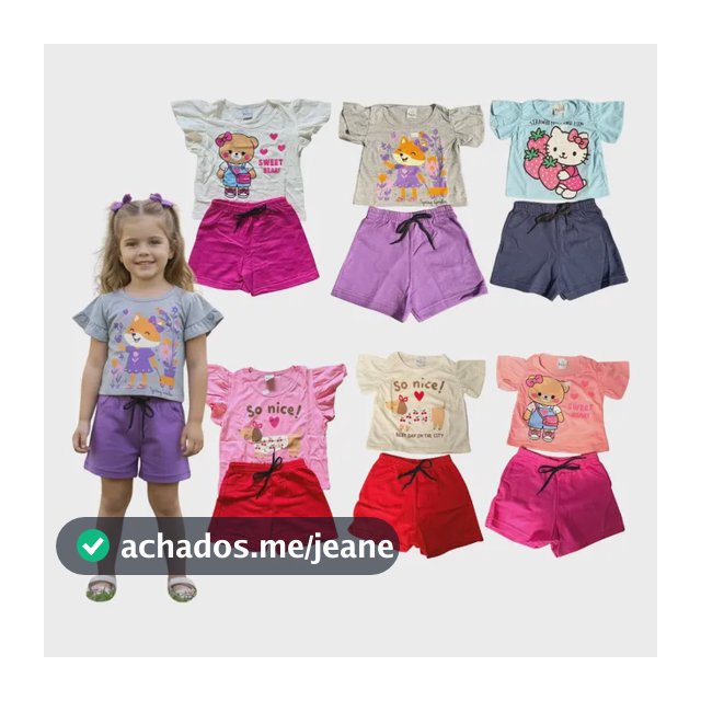 Kit 3 Conjuntos Infantil Menina Verão Blusa + Short