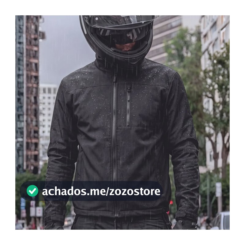 Jaqueta Motoqueiro Impermeável Masculina Com Bolso Style Box 1 Preto Casaco Inverno Masculino P