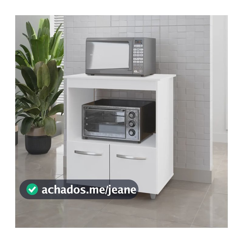 Balcão Cozinha Microondas Forno Elétrico Multiuso Angela Branco
