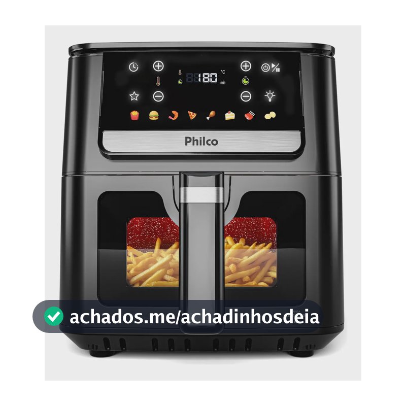 Air Fryer Philco 6,5L Visor Glass e Redstone 1700W PAF65A