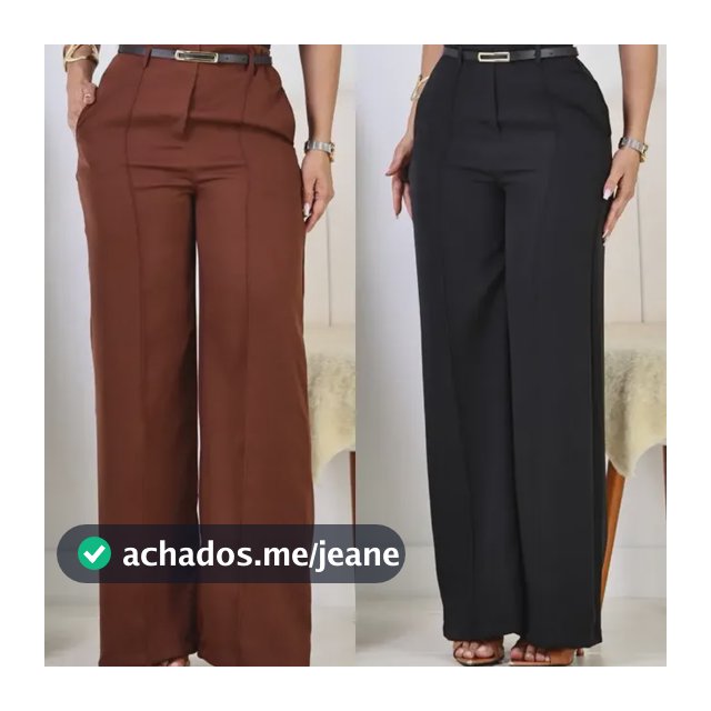 Kit 2 Calça Pantalona Feminina Alfaiataria Elegante C/ Cinto