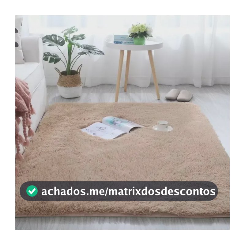 Tapete Carpete Sala Peludo Quarto Saldão 1,5x2 Luizatex Cor Bege Desenho do tecido Pelo Alto