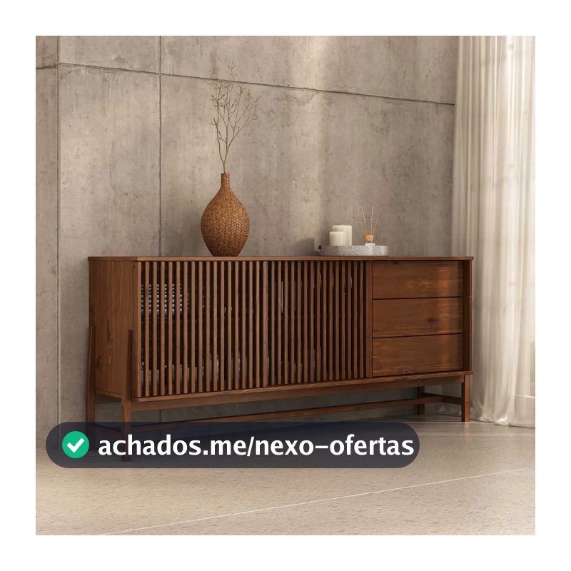 Buffet Madeira 170 Cm 1 Porta Ripado Sala Minimalista Adamo Madeira