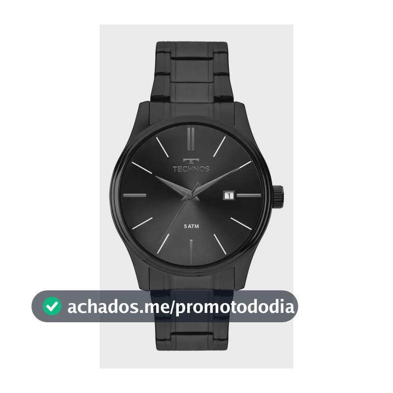Relógio Technos Masculino Quartzo Grafite 42mm Aço Resistente à Água