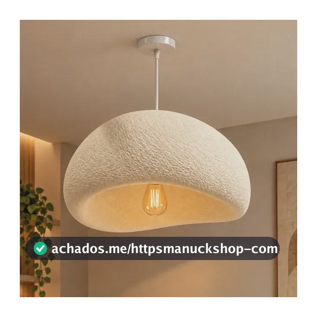 Lustre Pendente Japonês Branco 40cm Resina Texturizada Casa 127/220v Branco