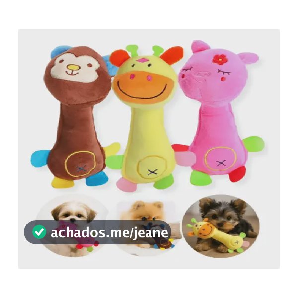 Kit 3 Brinquedos De Pelúcia Pet Com Apito Pra Cachorros Caes