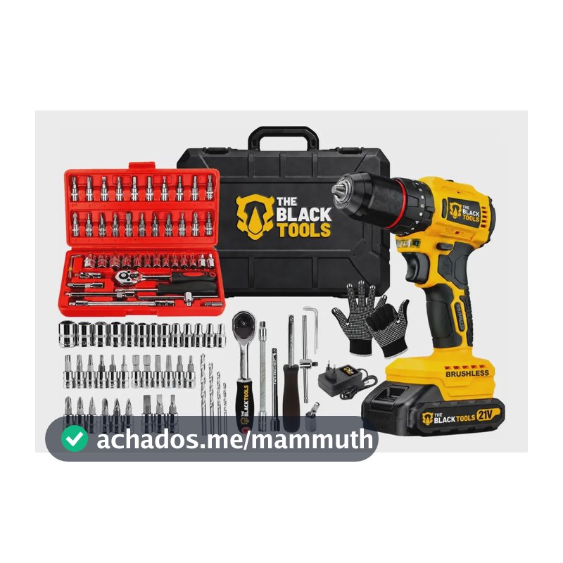 Parafusadeira E Furadeira Impacto A Bateria Maleta + 46 Pçs Amarelo 127/220v 60hz