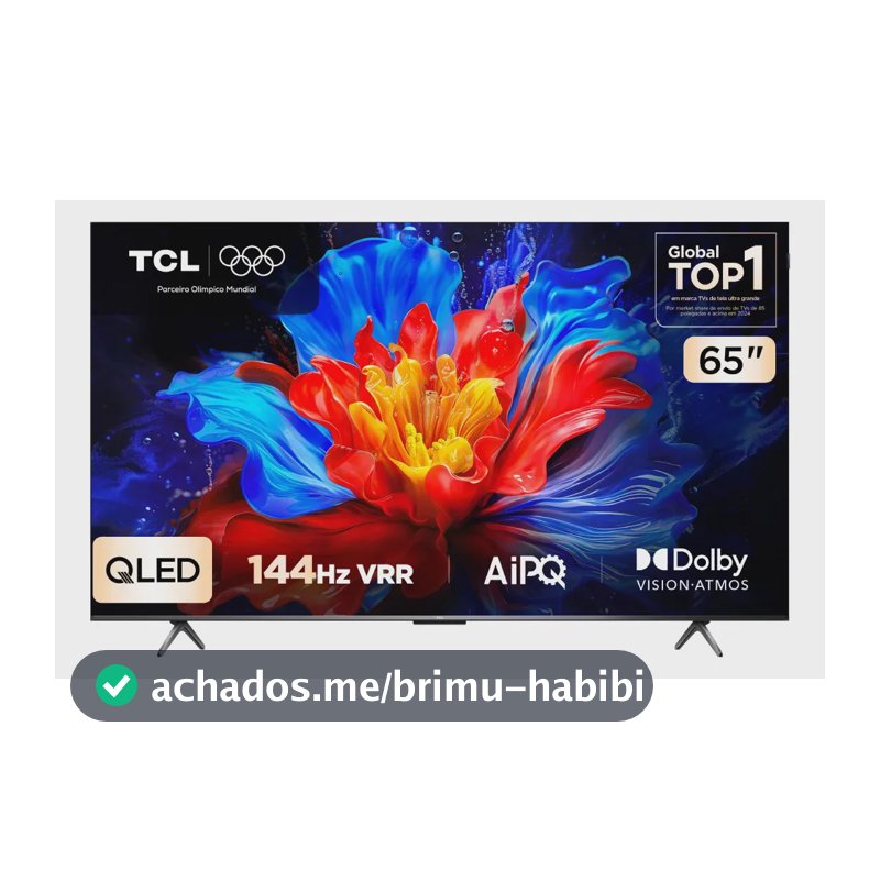 Smart TV TCL 65 Polegadas QLED 4K P8K WiFi Bluetooth Google TV 144Hz HDR10+ Dolby Atmos Vision 65P8K