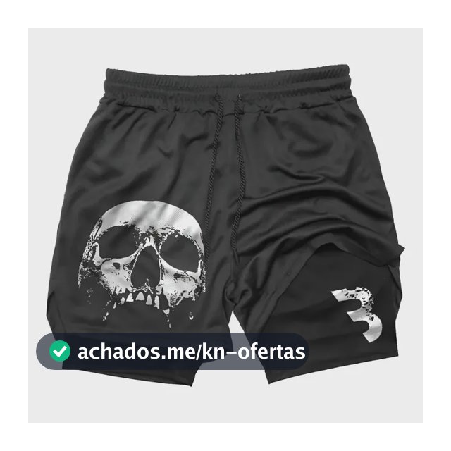 Short Academia Compressão Masculino Caveira Treino Corrida