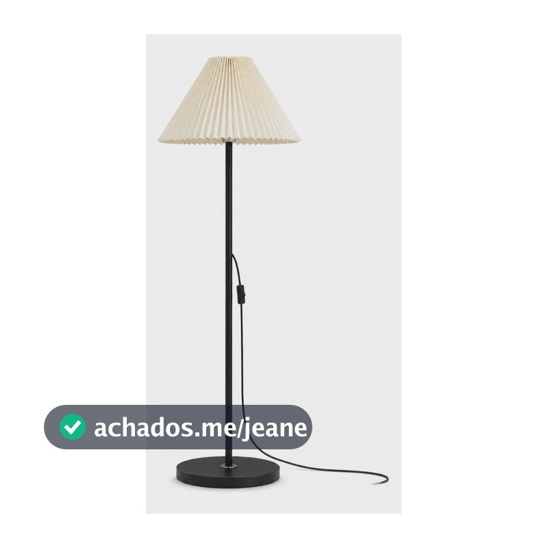 Luminária De Chão Para Sala Cúpula Plissada 220v Luz Quente Bege Preto