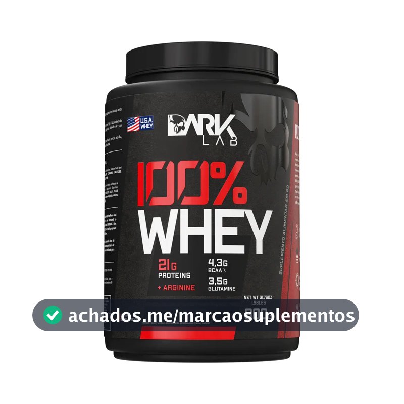 100% Whey Protein 900g Sabores - Dark Lab Sabor Morango
