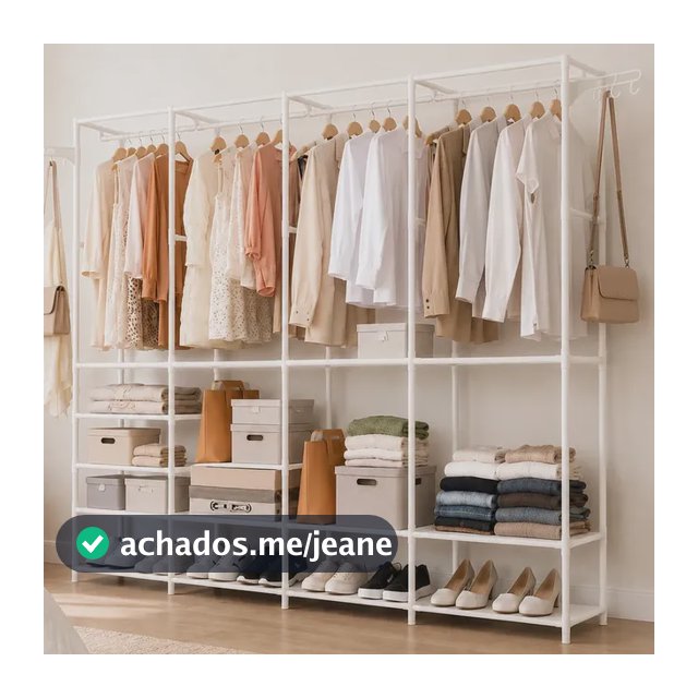 Arara Organizadora 4 Colunas Closet Cabideiro 10 Prateleiras Branco