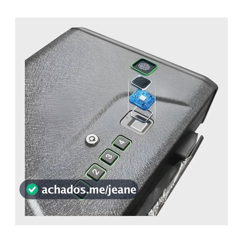 Cofre Maleta Biométrico Com Alça E Chave De Emergência Preto