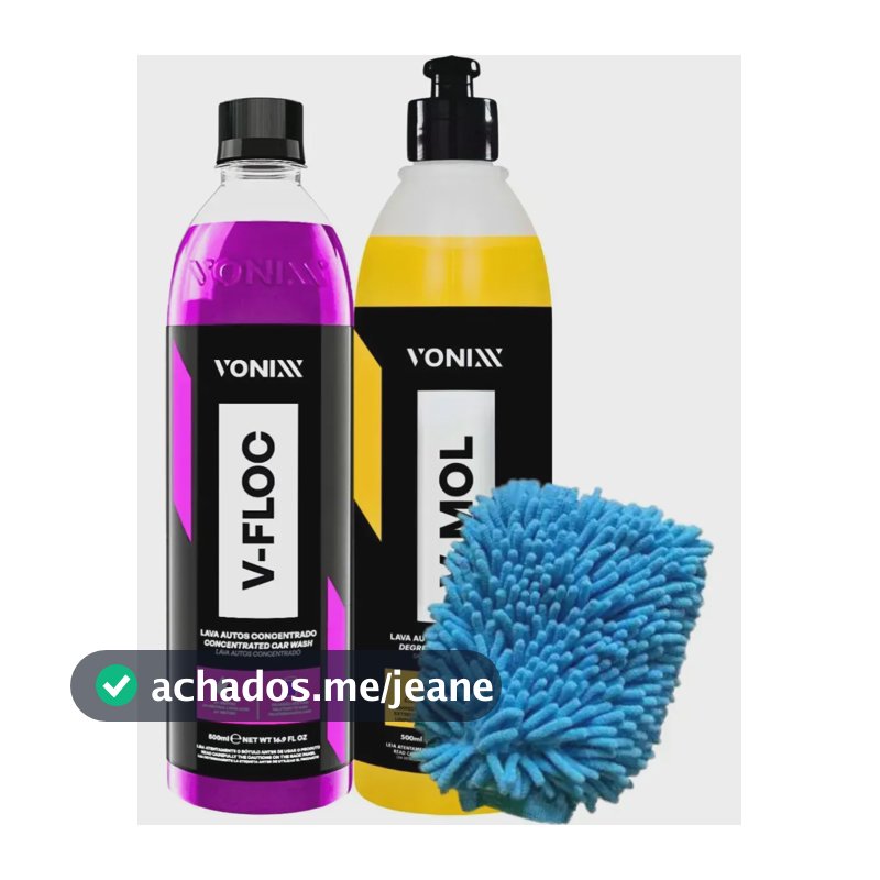 Kit Shampoo Automotivo Neutro V-floc V-mol 500ml Luva Vonixx