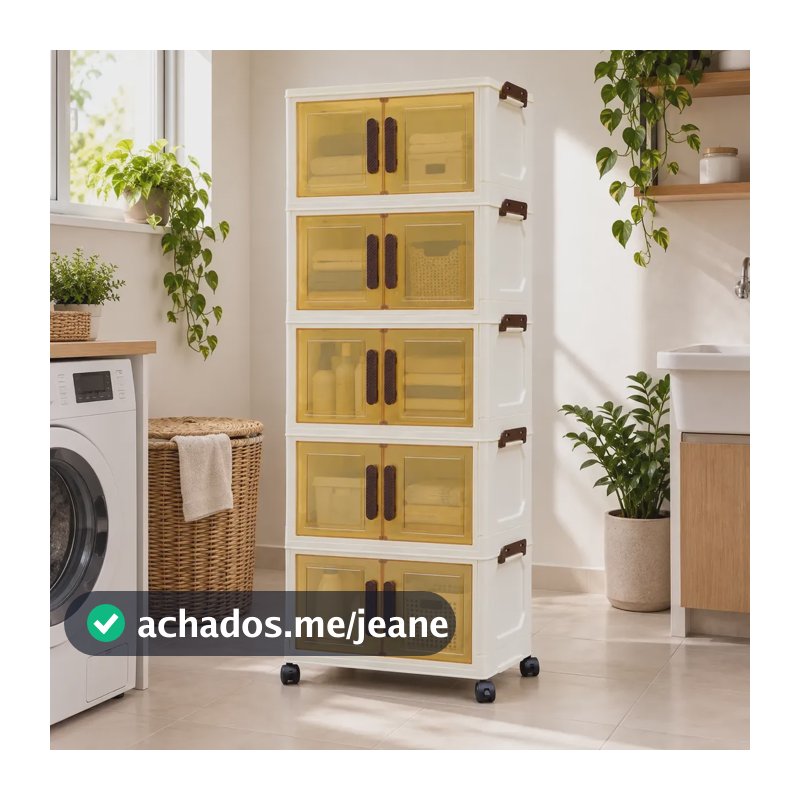 Armário Multiuso Caixa Armazenamento Dobrável Rodinha 40cm