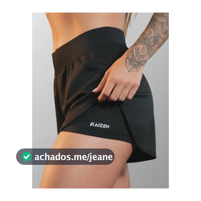 Short Feminino Duplo 2 Em 1 Compreensão Bermuda Academia Preto Geométrico Gg