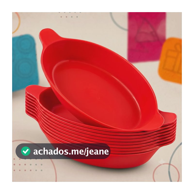 10 Petisqueira Canoa Cumbuca Tigela Açai Pastel Espeto Japa Vermelho