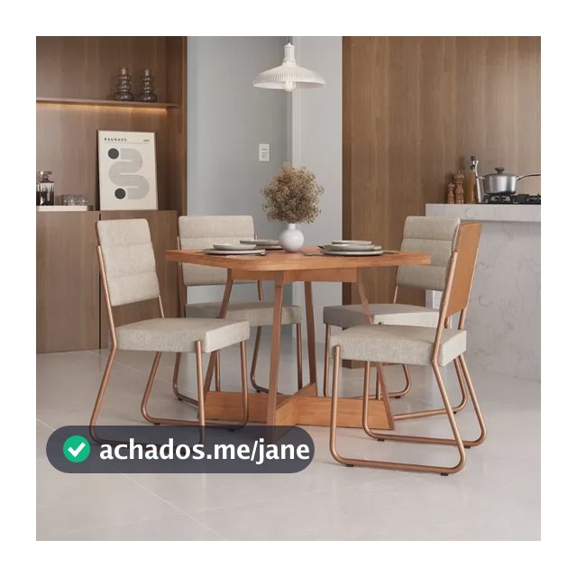 Conjunto Sala Jantar 4 Cadeiras Charlotte Carraro Nogal Rose
