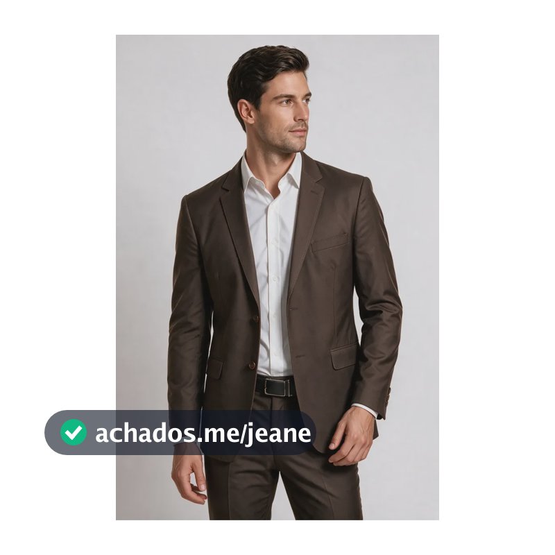 Terno Masculino Slim Fit Poliviscose Social Paletó E Calça Chocolate 56