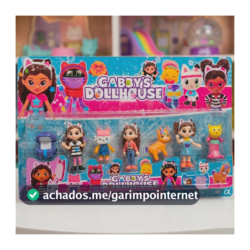 Kit 7 Bonecas Casa Mágica Gabby Dollhouse Brinquedo Playset Gabbys
