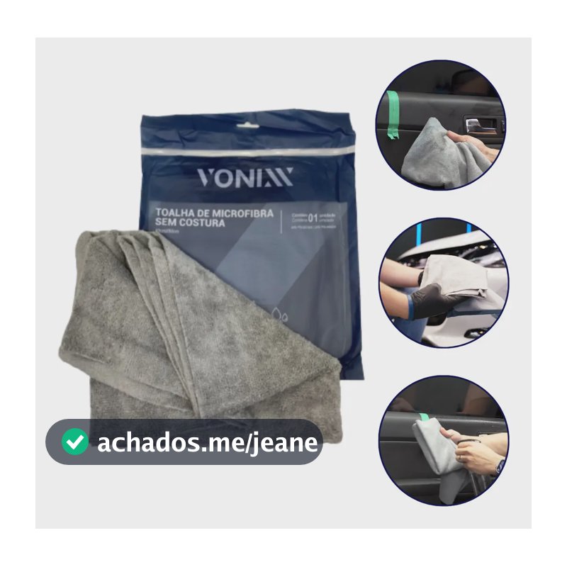 Toalha Microfibra Automotiva Cinza 40x60 350gsm Vonixx