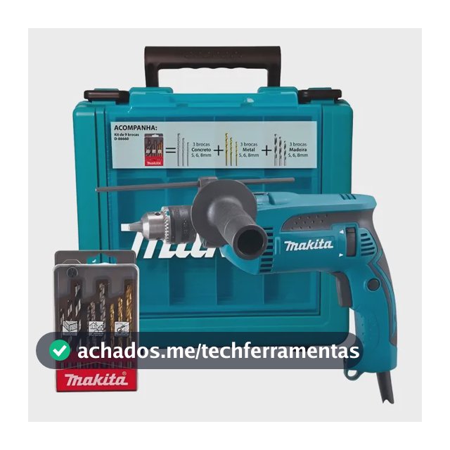 Furadeira De Impacto Makita 760w Hp1640kx1 1/2 Pol + Brocas