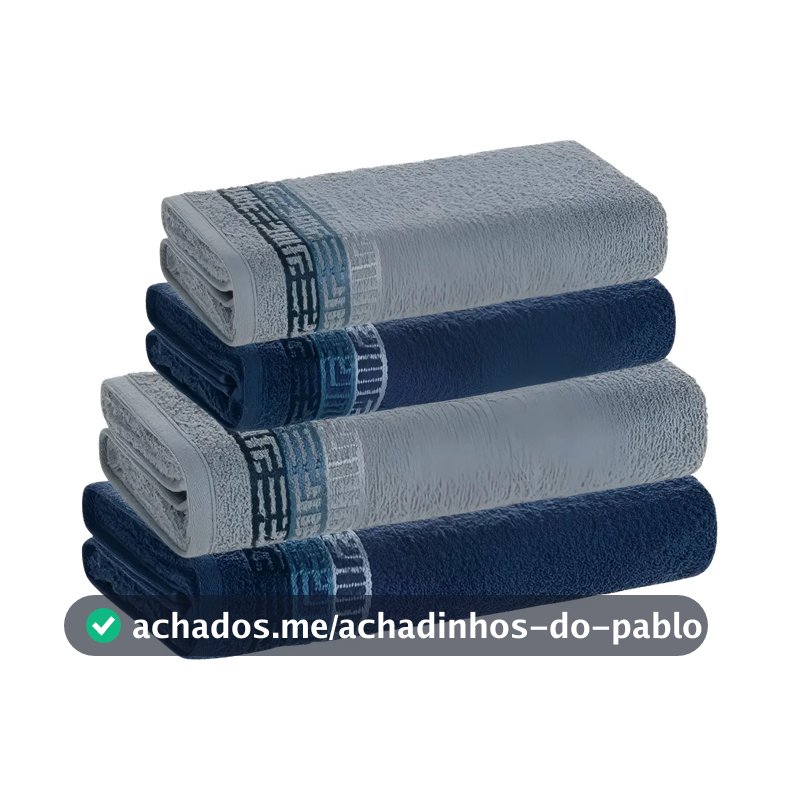 Jogo De Toalhas 4 Pçs Fio Cardado 100% Algodão Bosco Karsten Azul Serena/ Azul Naval Bosco