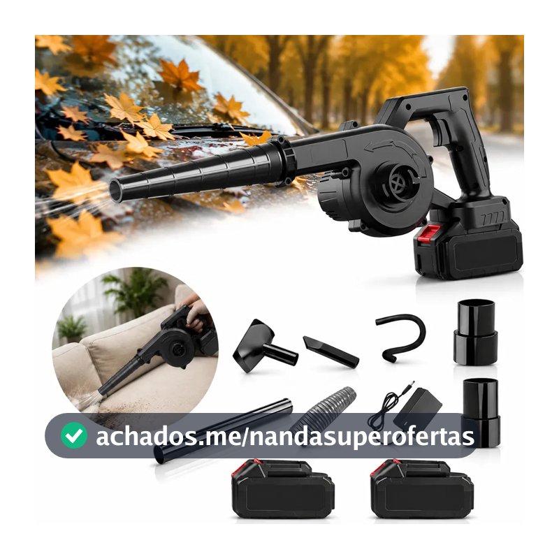 Soprador De Folhas Aspirador Elétrico Portátil Sem Fio Com 2 Baterias 2400mah2