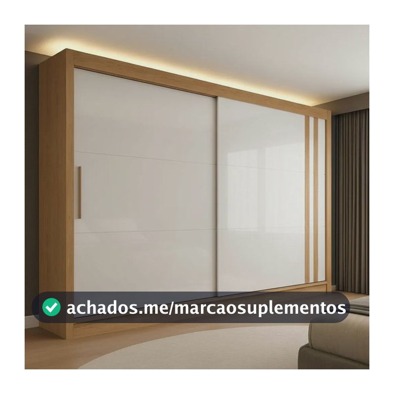Guarda Roupa Casal 2 Portas De Correr 4 Gavetas Seul Freijó/off White