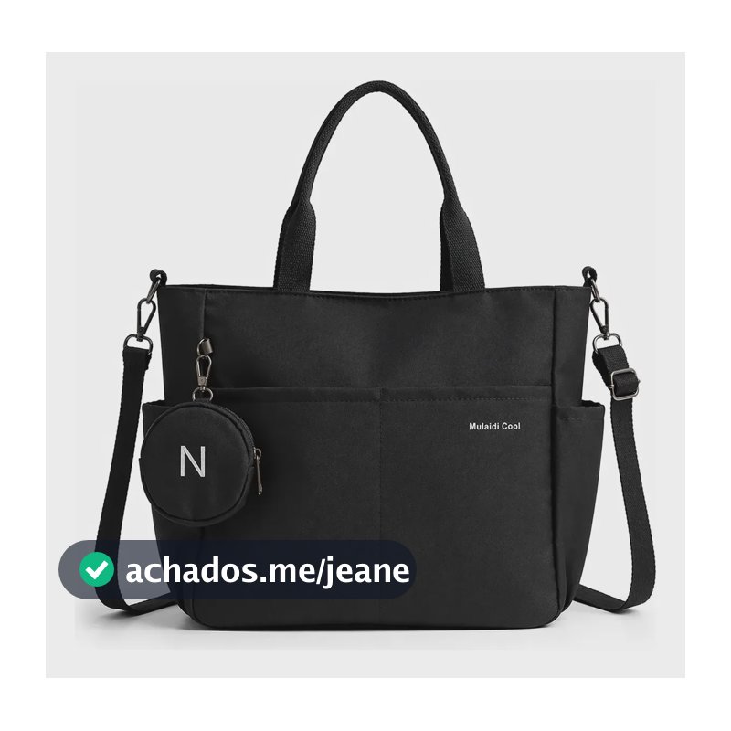 Bolsa Feminina Transversal Ombro Nylon Grande Alca Ajustavel Preto