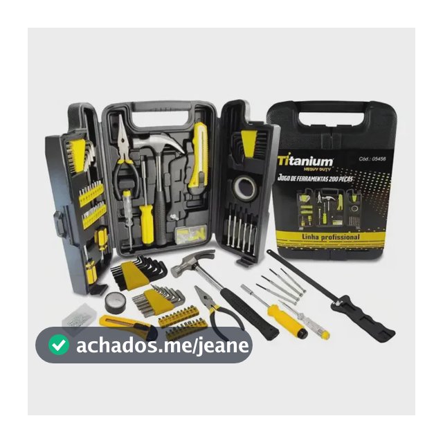 Kit Ferramentas 200 Peças c/ Maleta Titanium - Chaves, Alicates, Martelos, Serra - Aço Carbono - DIY Oficina Casa