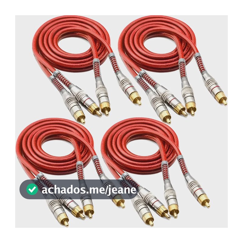 Kit 4 Cabos Rca 1 Metro Techone Blindado Vermelho Som Auto