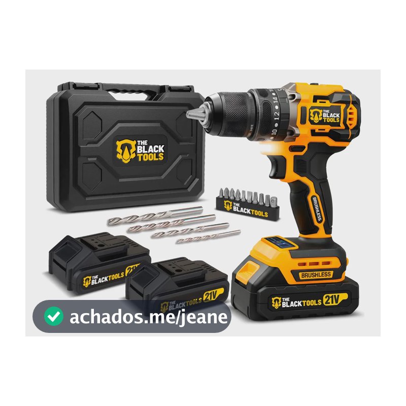 Parafusadeira Furadeira Brushless Bivolt Com 2 Baterias 21v Amarelo E Preto 127/220v 60hz