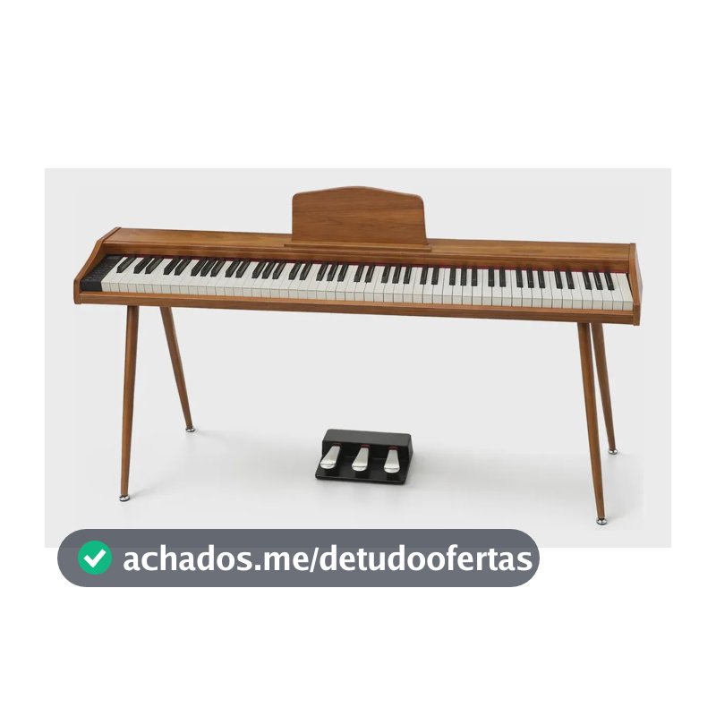 Piano Digital Tomate MSC-A2 de 88 Teclas Sensíveis Marrom com Móvel e Pedal