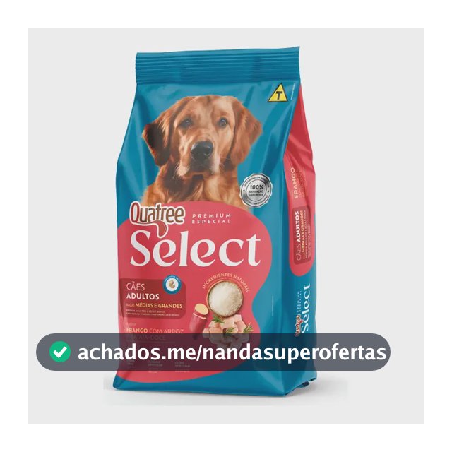 Ração Quatree Select cães ad raças médias grandes frango 15kg