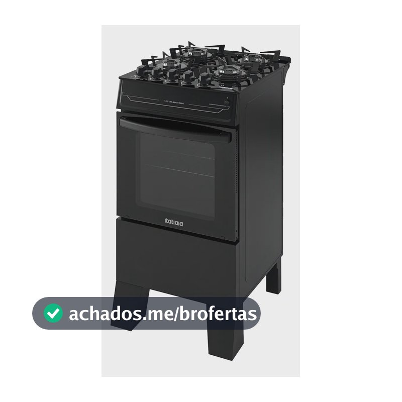 Fogão 4 Bocas Itatiaia Vidro Temperado Electra Glass Plus Preto