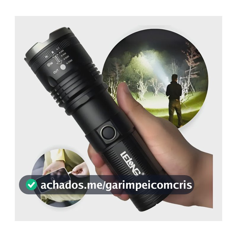 Lanterna Tática Sabre De Luz Mais Forte Do Mundo Led Militar Super Branca Preto