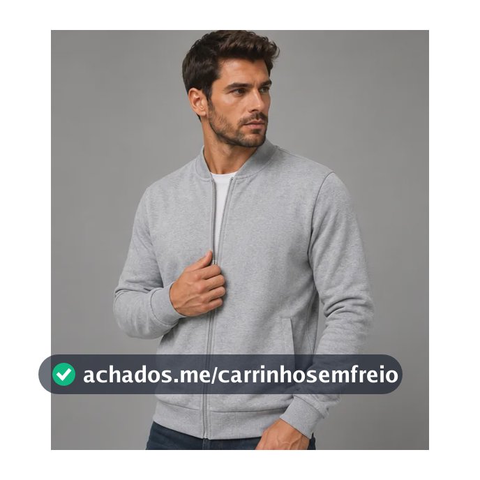 Casaco Jaqueta Moletom Masculino Flanelado Zíper 2 Bolsos Gg Cinza Liso