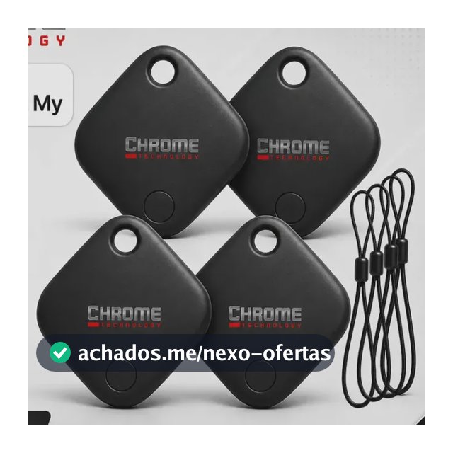 Chaveiro Localizador Smart Tag Kit 4 Rastreador Ios Apple Gps Com Cordão Chaveiro Cor Preto Compatível Com iPhone Chrome Technology