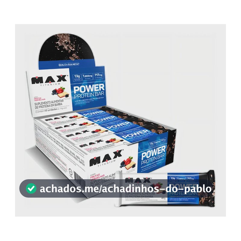 Barra de Proteína Max Titanium Power Protein Bar Frutas Vermelhas 12un 41g Max Titanium