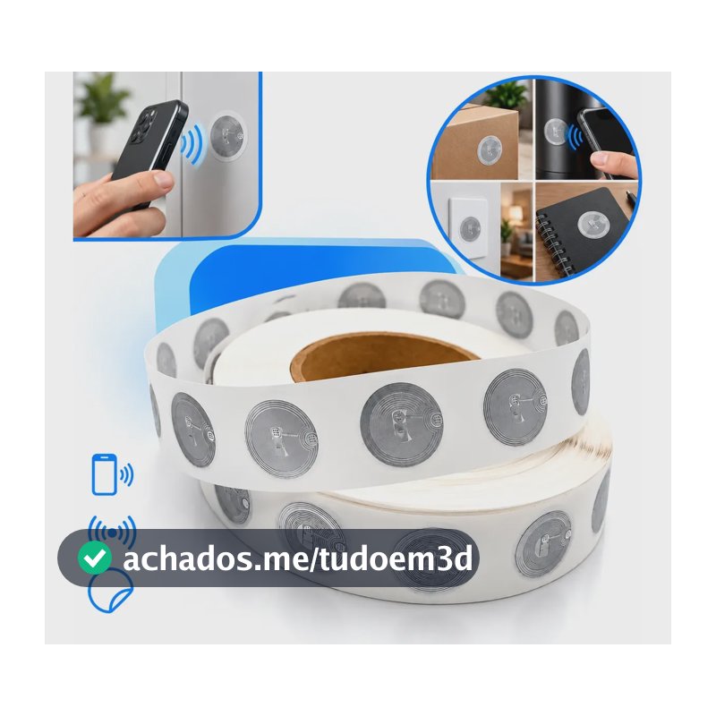 Kit 50 Tag Nfc 13,56mhz Etiqueta De Leitura Regravável Ntag