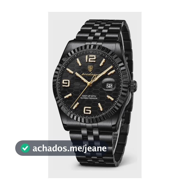 Relógio Masculino Poedagar 839 Quartzo Metálico Preto Preto