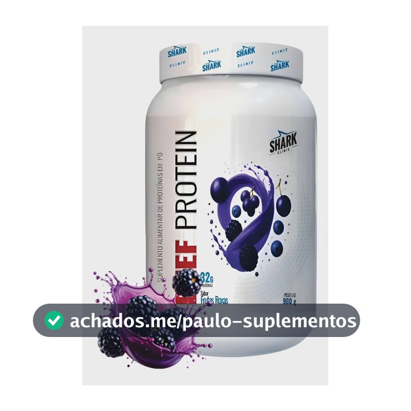 Whey Beef Protein Zero Lactose 900g Shark Pro Sabor Frutas Roxas