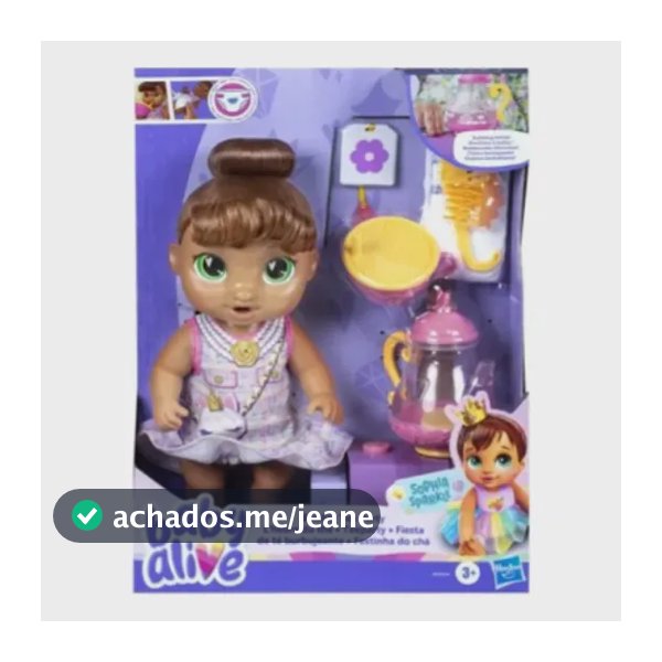 Boneca Baby Alive Festinha do Chá, Sophia Sparkle - Cabelos Castanhos, Acessórios Inclusos, Bebe e Faz Xixi - A partir de 3 Anos