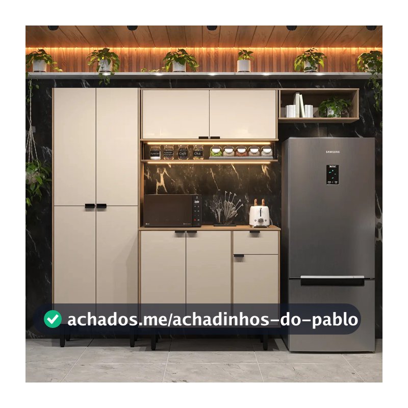 Cozinha Completa Compacta Mdf Off White Estilo Industrial Com Armários Modulados E Puxadores Em Metal Mod: Cozinha Esperta